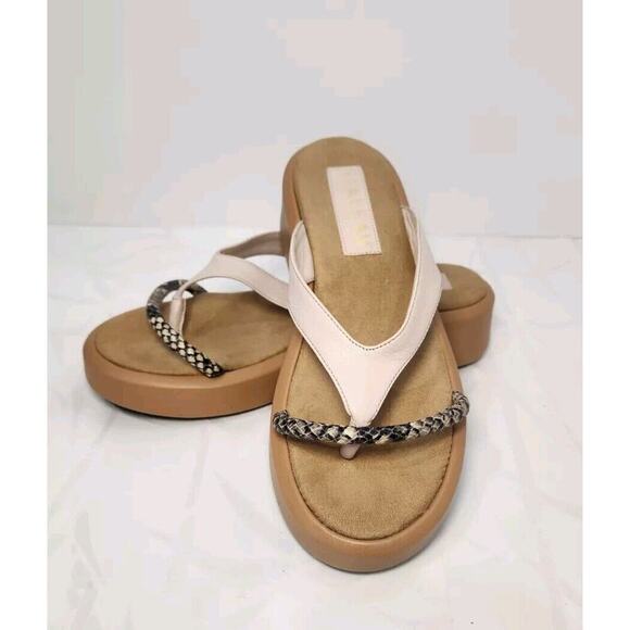 Italeau Zabri Sandals Platform Slip on Flip Snake Skin Leather Made in Italy 8 - Picture 2 of 10